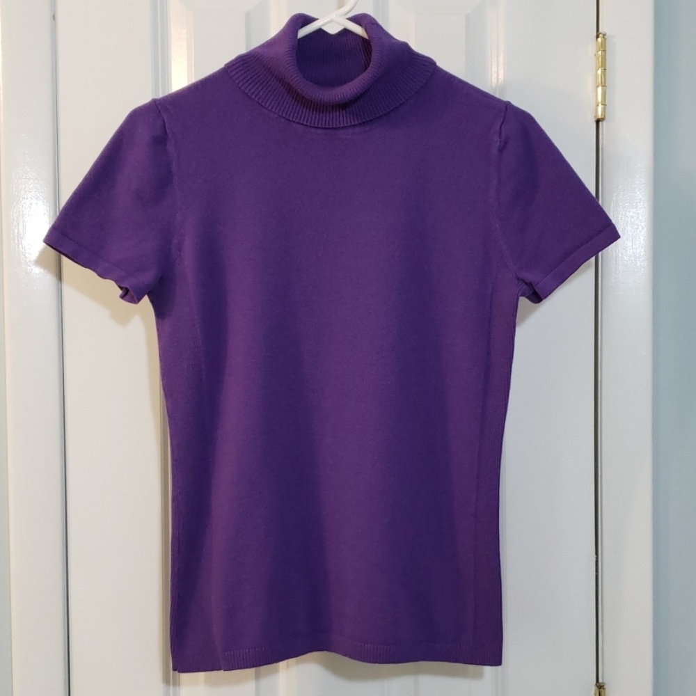 Anne Klein Short Sleeve Turtleneck Sweater